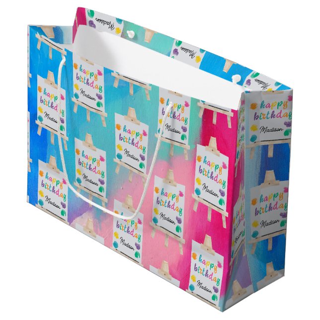 Art Painting Craft Artist Paint Birthday Theme Large Gift Bag (Front Angled)