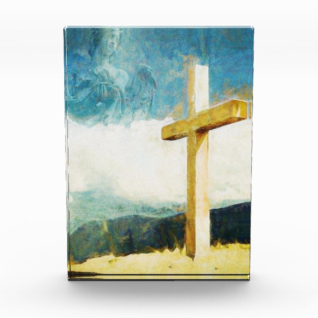 Art Painting Cross He Is Risen Easter Photo Block (Front)