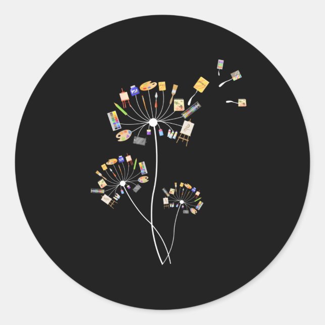 Art Painting Dandelion Gift For Painting Lovers Classic Round Sticker (Front)