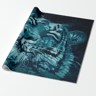 Art painting Fine art Oil colour cute tiger in dar Wrapping Paper