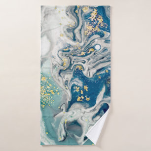 Art, painting- Natural grey colour: metallic, silv Bath Towel