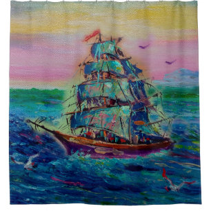 Art painting Oil colour barque lucky thailandabstr Shower Curtain