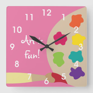 Art Painting Palette Wall Clock - Pink