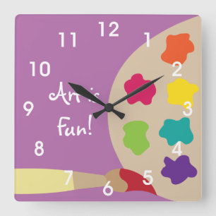 Art Painting Palette Wall Clock - Purple