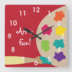 Art Painting Palette Wall Clock - Red