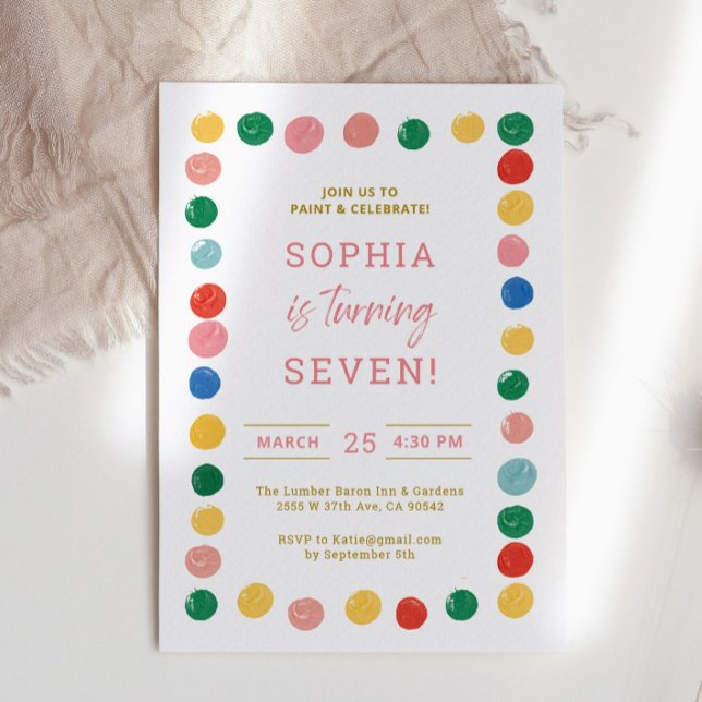 Art Painting Party Girl Painting Birthday Kids Invitation (Creator Uploaded)