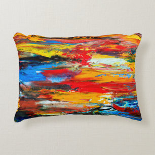 Art painting with palette knifeblack,paris,red,whi decorative cushion