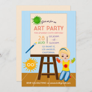 Art Party Birthday Invitation