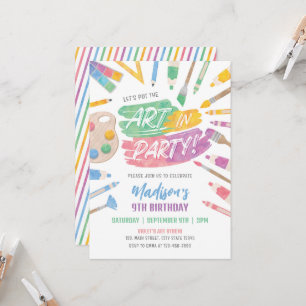 Art Party Birthday Invitation, Art Painting Party Invitation