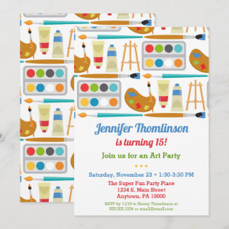 Art Party Birthday Invitation Painting Arts Crafts