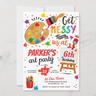 Art Party birthday Painting Invitation