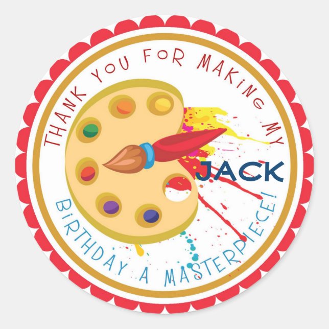 Art Party Birthday Stickers (Front)