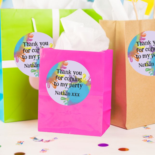 Art party kids Favour packaging Classic Round Sticker (Creator Uploaded)