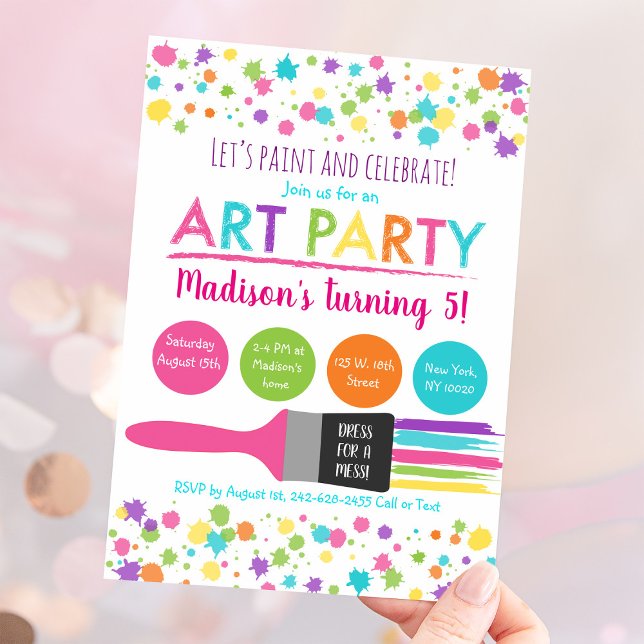 Art Party Paint Party Birthday Invitation (Creator Uploaded)