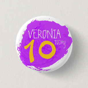 Art party paint purple name 10th birthday button