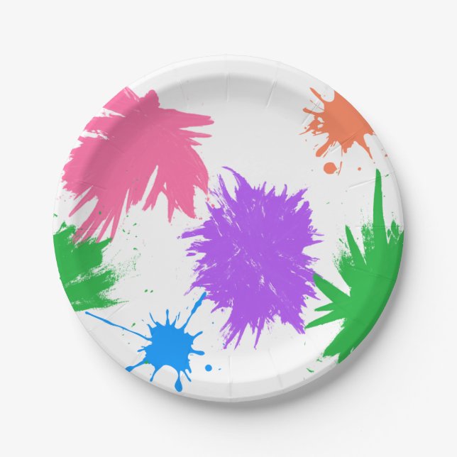 Art Party Paint Splatter's Paper Plate (Front)