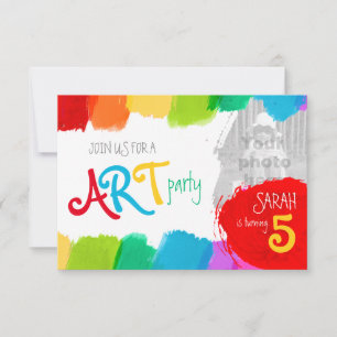 Art party painting 5th birthday party invite