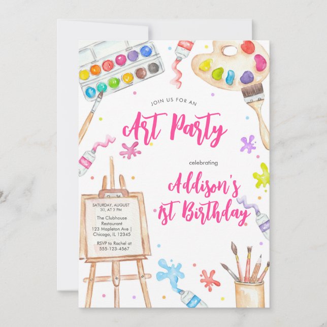 Art Party Painting Craft Birthday Party Invitation (Front)