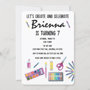 Art Party Painting Craft Party for girls  Invitation