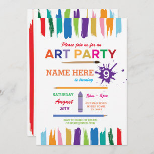 Art Party Painting Drawing Paint Birthday Invite