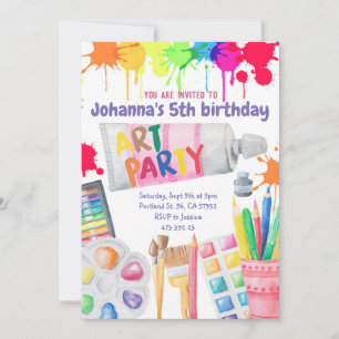 Art Party Paints Kids Birthday Invitation 