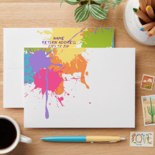 Art Party Pastel Paint Splats Envelopes