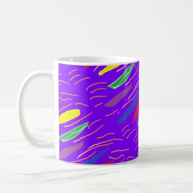 Art pattern on brite purple coffee mug (Left)