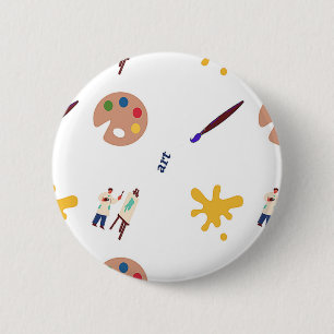 Art pattern on white 6 cm round badge