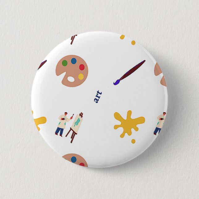 Art pattern on white 6 cm round badge (Front)
