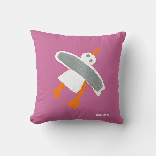 Art Pillow: John Dyer Seagull in pink Cushion (Front)