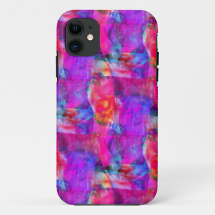 Art pink, blue, red texture background iPhone 11 case