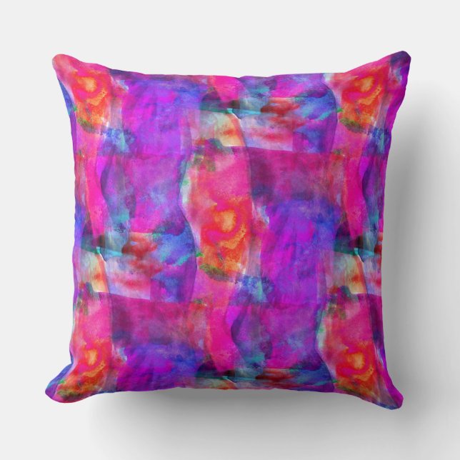 Art pink, blue, red texture background cushion (Front)