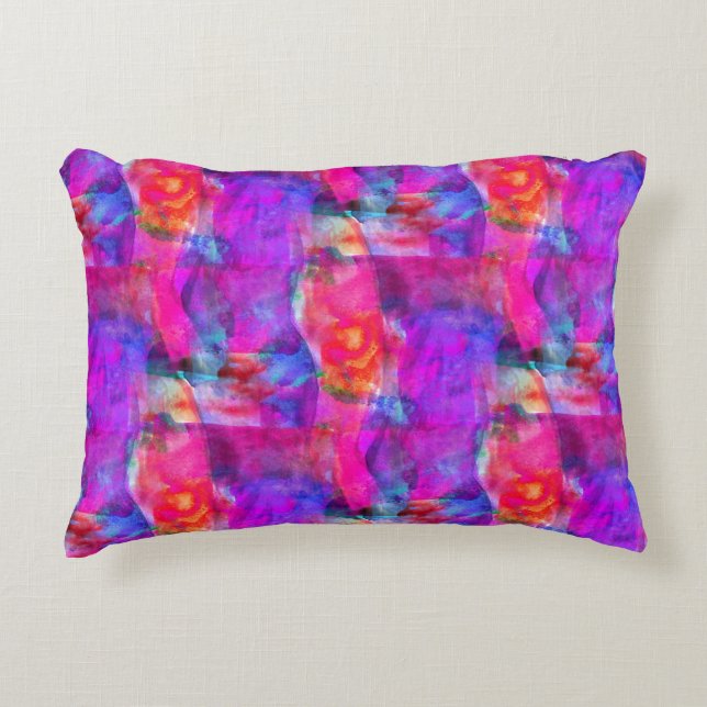 Art pink, blue, red texture background decorative cushion (Front)