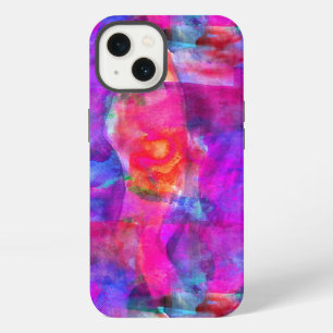 Art pink, blue, red texture background iPhone case