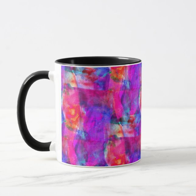 Art pink, blue, red texture background mug (Left)