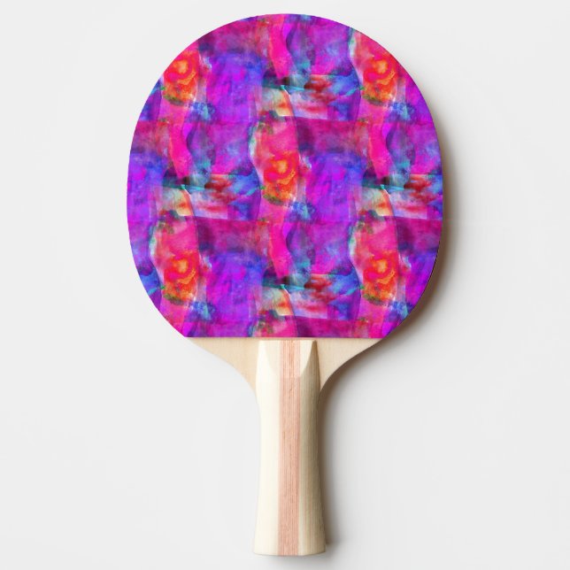 Art pink, blue, red texture background ping pong paddle (Front)