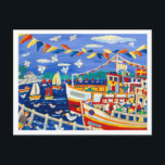 Art Postcard: Beany Hats & Pleasure Boats Falmouth Postcard<br><div class="desc">Artist John Dyer is one of the UK's best known and collected contemporary painters. His work is collected by the public, celebrities, public organisations and galleries. Born in 1968 his work explores the song of life and the essence of a subject. John lives and works from his studio in Falmouth,...</div>