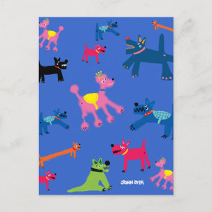 Art Postcard: Crazy Dogs Postcard
