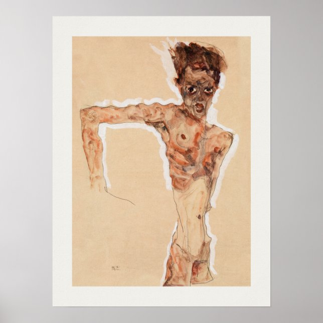 ART POSTER : EGON SCHIELE SELF PORTRAIT : 1911 (Front)