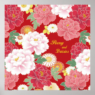 Art Poster " Peony and chrysanthemum "