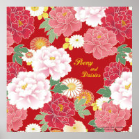Art Poster"Peony and chrysanthemum"