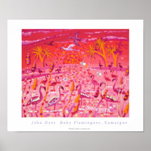 Art Poster: Ruby Flamingoes, Camargue, France Poster