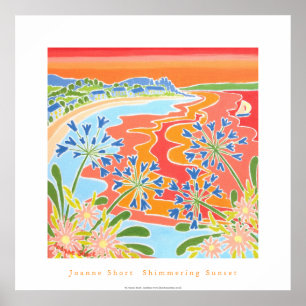 Art Poster: Shimmering Sunset, Tresco, Cornwall Poster