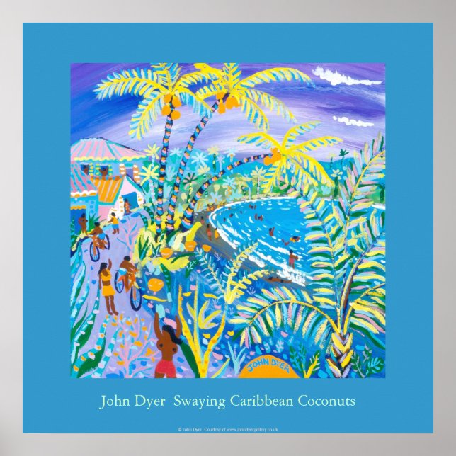 Art Poster: Swaying Caribbean Coconuts, Costa Rica Poster (Front)