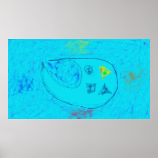Art Potpourri Aqua Blue Minimal Abstract Art Poster