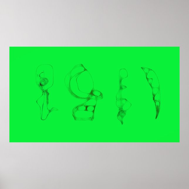 Art Potpourri  Green Minimalist Drawing Poster (Front)
