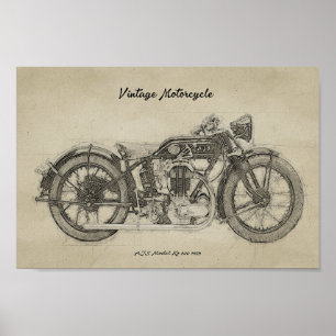 Art Print Classic Motorcycle