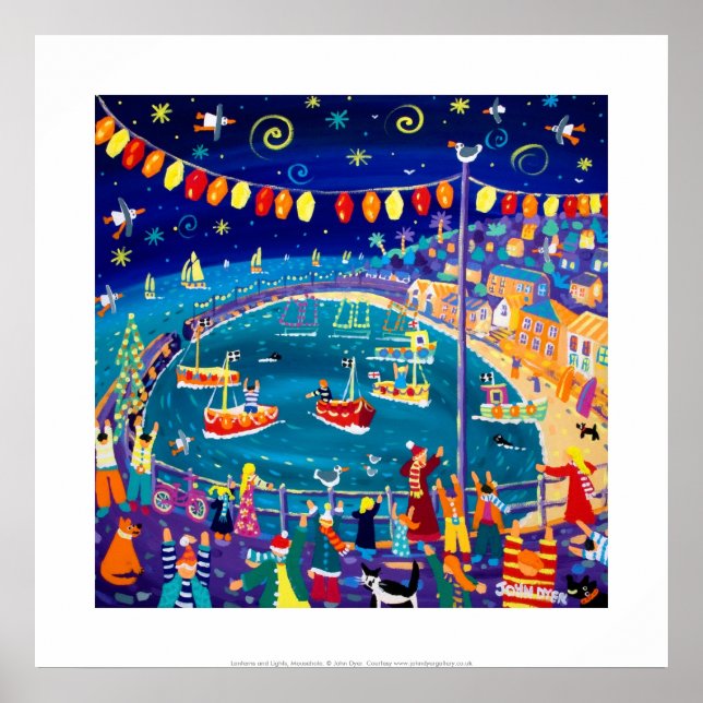 Art Print: Lanterns & Lights, Mousehole, Cornwall Poster (Front)