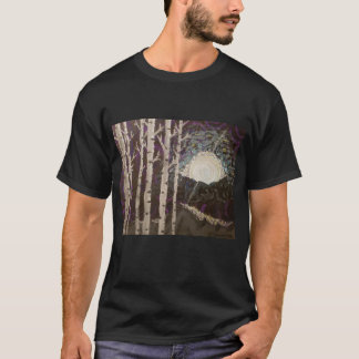 Art print on t shirt of "Aspens in Moonlight"