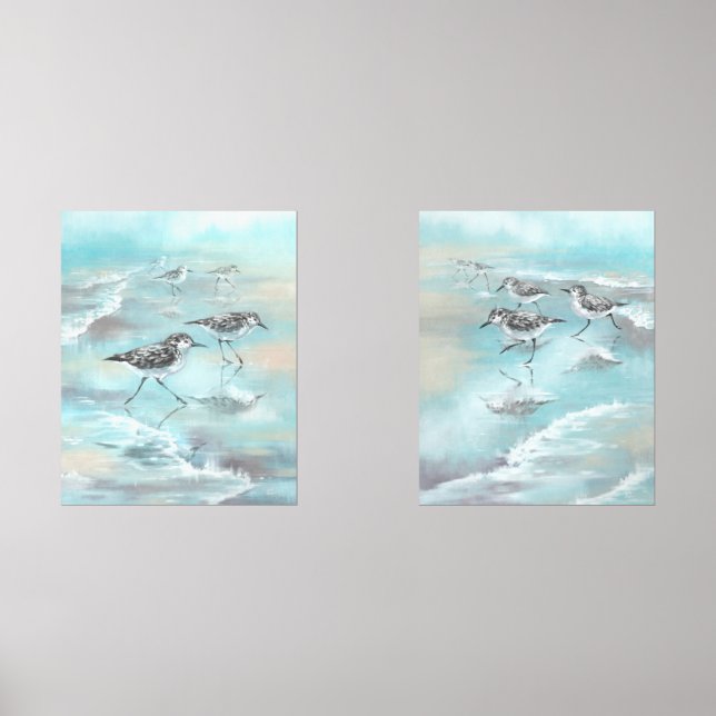 Art print set of two sandpiper bird paintings (Front)